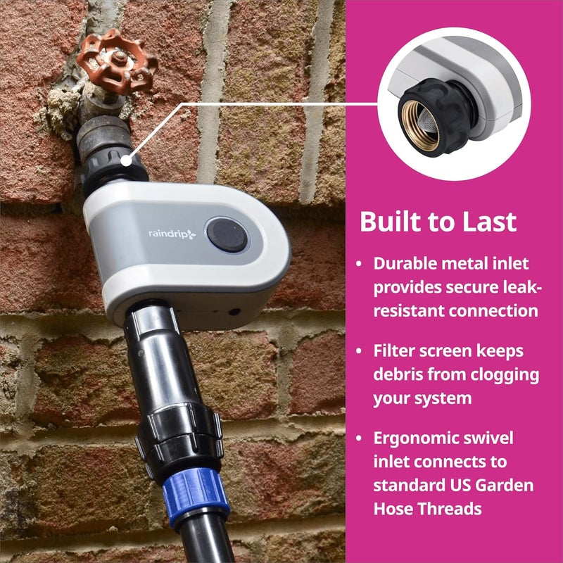 Raindrip R875CT Hose-End Smart Water Sprinkler Timer, Wi-Fi, Wireless Hose Faucet Bibb Timer for Garden, Drip Irrigation System Controller, Free App via 2.4 GHz Gateway Combo,GHT Compatible, Gray - Image 5